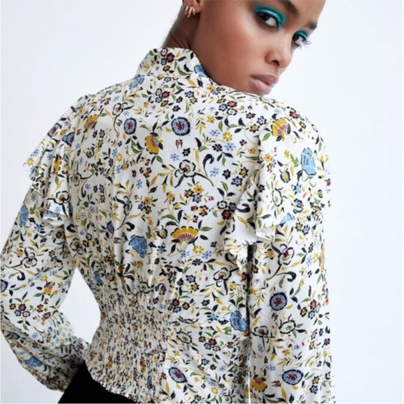 *New* Zara floral long sleeve top - Picture 3 of 4